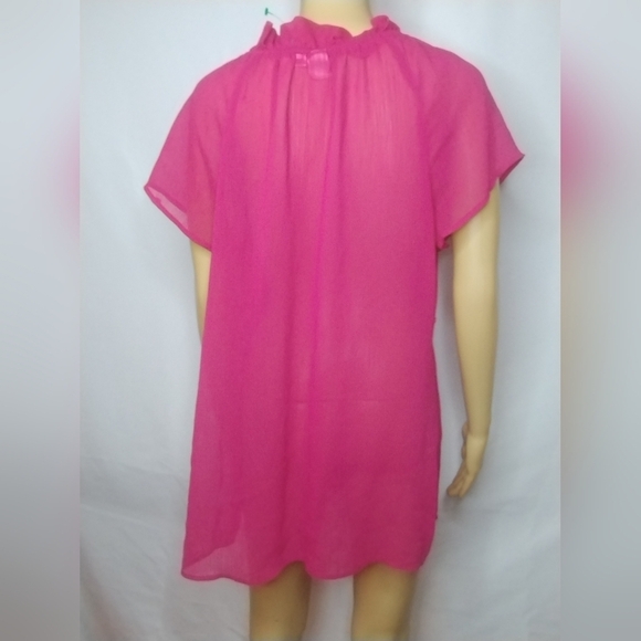 Duo maternity pink sheer size large blouse shirt top - Picture 3 of 4